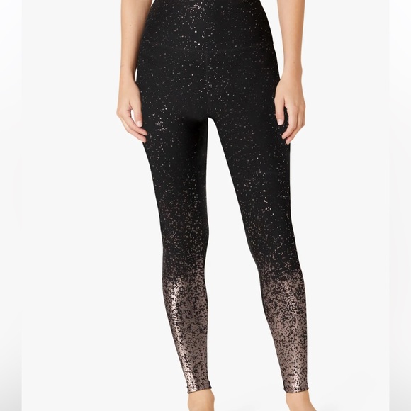 Beyond Yoga Pants - Beyond Yoga Alloy Ombre High Waisted Midi Legging Black/Silver S